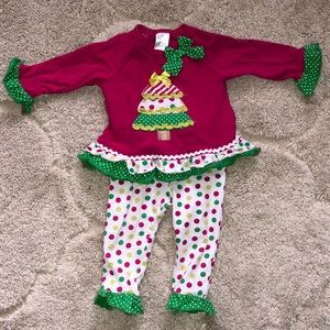 Baby girl Christmas tree outfit 6-9 months